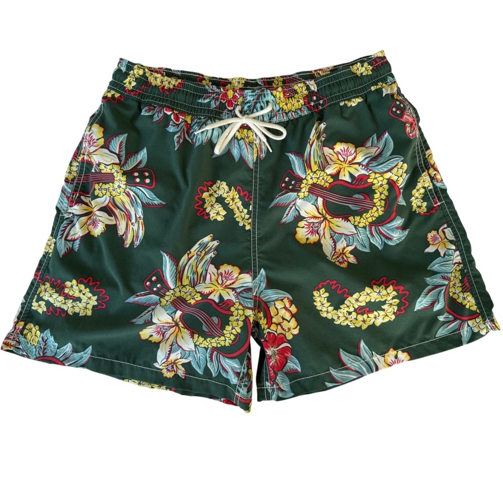 Polo Ralph Lauren Men's Floral Guitar Hawaiian Lei Tropical Swim Trunks, Size M